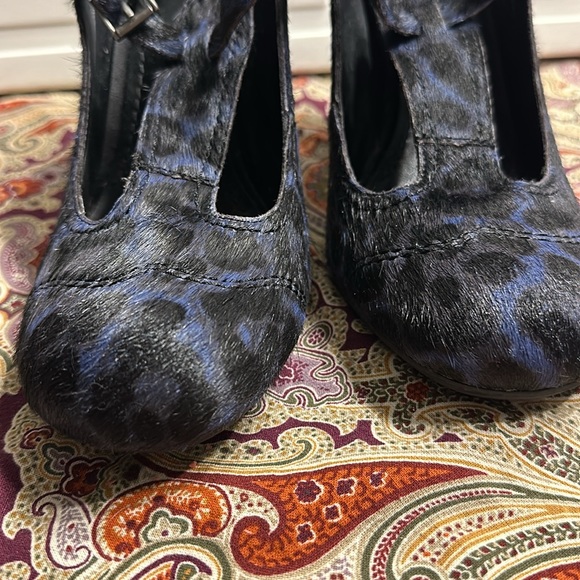 Sophia Webster for NICOLE Calf Hair Blue Leopard High Heels Womens Shoes Sz 7.5 - Picture 3 of 4
